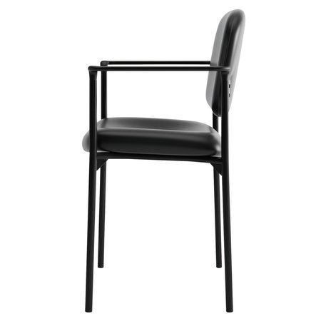 Hon Basyx Black Stacking Guest Chair, 21" L 32-3/4" H, Fixed, Leather Seat, Scatter Series HVL616.SB11